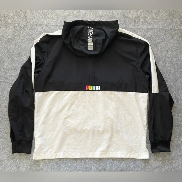 PUMA Jacket Windbreaker Womens XL Quarter Zip Hoodie Black White 599372-01 - Picture 16 of 16